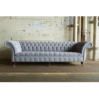 JVmoebel Chesterfield-Sofa, Design Chesterfield Sofa 4 Sitzer Couch Polster Luxus grau