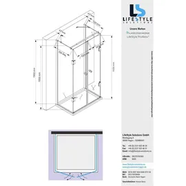 Glaszentrum Hagen Ares U-Duschkabine 80 x 120 cm rechts 80 x 195 cm transparent/weiß