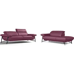 Egoitaliano Polstergarnitur »Anais, Design mit hohem Sitzkomfort für mehr Bequemlichkeit«, Set: bestehend aus Sofa und Ottomane, inkl. Kopfteilverstellung Egoitaliano violett