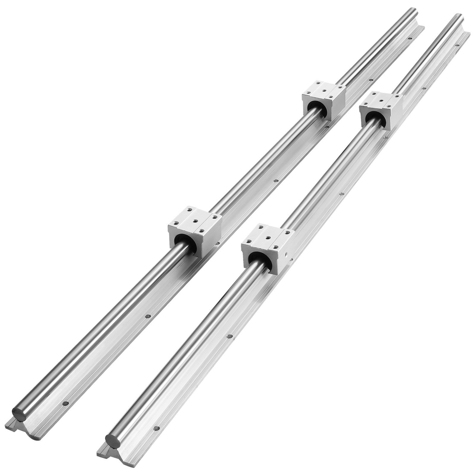 VEVOR Linearführungsschienen-Set, SBR25 1200 mm, 2 Stück 47,2 Zoll/1200 mm SBR25 Führungsschienen und 4 Stück SBR25UU Gleitblöcke, Linearschienen und Lagersatz für automatisierte Maschinen, DIY-Projek