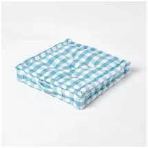 Homescapes SITZKISSEN blau-weiß kariert 40/40/8 cm