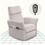 FLEXISPOT Loungesessel Relaxsessel – Elektrischer Liegesessel, drehbarer Schaukelstuhl (mit 3D-Kopfstütze, 180-225° verstellbaren Armlehnen, Rocking- & 360° Drehfunktion, mit Seitentaschen), Fernsehsessel mit verstellbare Rückenlehne im Wohnzimmer beige