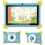 Veidoo 7-Zoll Android Kinder-Tablet, 2+32 GB, Dual-Kameras, stoßfeste Hülle, integriertes Hasen-Ständer-Design, Abnehmbarer Schultergurt, Quad-Core Prozessor, iwawaAPP, Elternkontrolle
