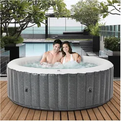 Miweba MSpa Whirlpool Comfort Ottoman C-OM061, Whirlpool aufblasbar in Rattan-Optik, 6 Personen