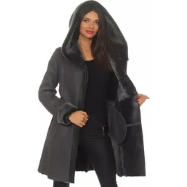 Hollert German Leather Fashion Lammfellmantel - KATE - Größe: M | Farbe: Dunkelgrau - Dunkelgrau - M