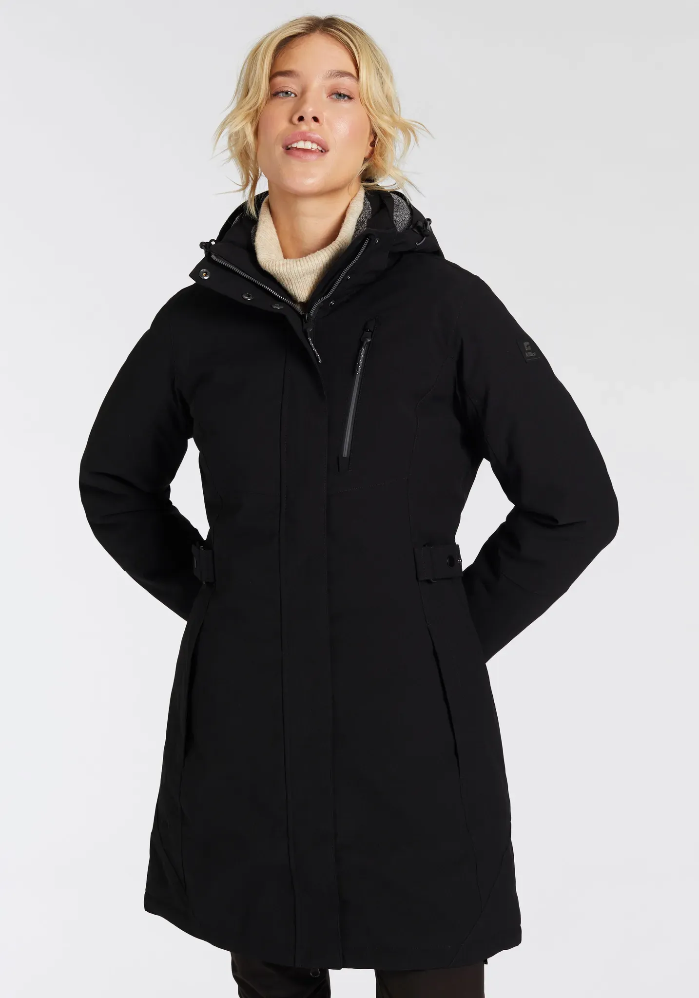 Parka KILLTEC, Damen, Gr. 42, schwarz, Obermaterial: 100% Polyester. Futter: 100% Polyester, unifarben, hoch geschlossener Ausschnitt, mit verstellbarem Klettverschluss, Jacken Parka, wärmend & winddicht & wasserabweisend