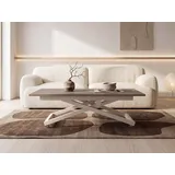WFL GROUP Couchtisch Axen Ausziehbarer Höhenverstellbarer Couchtisch mit X-Metallgestell (MADE IN EU, 120 x 80 cm ausziehbar auf 160 cm, höhenverstellbar von 38 bis 75 cm), Multifunktional Rechteckiger Wohnzimmertisch mit Rollen braun