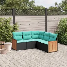 vidaXL Gartensofa-Set 5-tlg. schwarz