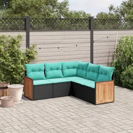 vidaXL Gartensofa-Set 5-tlg. schwarz