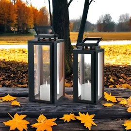 Marrakesch Orient & Mediterran Interior LED Laterne 38 cm/30 cm schwarz