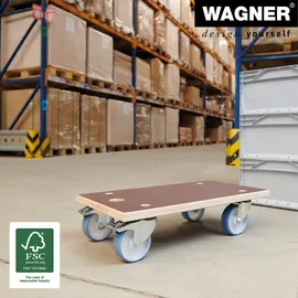 wagner® design yourself WAGNER Transporthilfe Multiplex MAXIGRIP 57,5 x 30 x 15 cm, Rollen, Ø 100 mm mit Grip