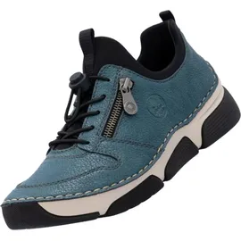 Rieker Damen Sportlicher Schnürer Slipper, Blau, 38 EU