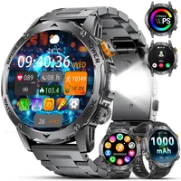 Smartwatch Herren Militär-1000mAh Akku/1.75'' HD Große Display,Smartwatch mit Taschenlampe/Bluetooth Anrufe/130+ Sportmodi,IP68 Wasserdicht Fitnessuhr mit Herzfrequenz/Schlafmonitor,für Android iOS