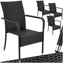 tectake® Rattanstuhl, widerstandsfähig, bodenschonend, stapelbar, 58 x 67 x 90 cm, Belastbarkeit 120 kg