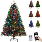 Costway Künstlicher Weihnachtsbaum 180cm, Tannenbaum mit 370 mehrfarbige RGB-Lichter, 1054 Zweigspitzen & Fernbedienung, Christbaum Weihnachten - Grün