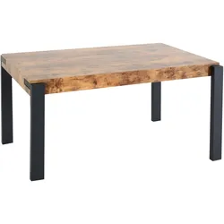 Mendler Esstisch HWC-L53, Tisch Küchentisch Esszimmertisch, Industrial Metall 140x80cm ~ dunkle Wildeiche