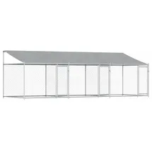 vidaXL Hundezwinger mit Dach und Türen 6 x 2 x 2 m Stahl Grau