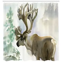 ABAKUHAUS Duschvorhang 175 x 240 cm beige-grün