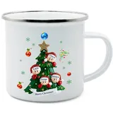 Weihnachtstassen Personalisiert Tasse mit 2-8 Namen Tasse mit Weihnachtsbaum 350ml Keramikbecher Geschenk für Weihnachten (4 namen)