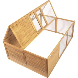 Wiltec Kleintierstall 153 x 110 x 55 cm, Hasenstall Tannenholz Drahtgitter, Kaninchenstall Freigehege, Freilauf Gehege