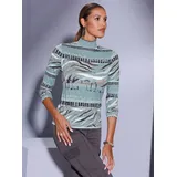 CREATION L Stehkragenshirt in jade-graphit-bedruckt | Gr.: 42,