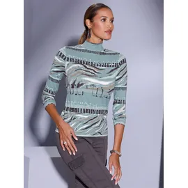 CREATION L Stehkragenshirt in jade-graphit-bedruckt | Gr.: 42,