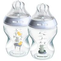 TOMMEE TIPPEE Tommee Tippee-Babyflaschen, Natural Start Anti-Kolik-Flasche 260ml, brustähnl. Sauger, Anti-Kolikventil, selbst steril., Zubehör, blau, 2er-Pack