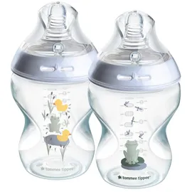 TOMMEE TIPPEE Tommee Tippee-Babyflaschen, Natural Start Anti-Kolik-Flasche 260ml, brustähnl. Sauger, Anti-Kolikventil, selbst steril., Zubehör, blau, 2er-Pack