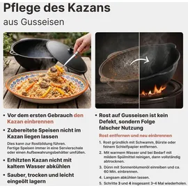 4big.fun Gusseisen Kasan 22L NAMANGAN Deckel Topf Kazan WOK Kessel BBQ