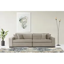 Home Affaire 2-Sitzer HOME AFFAIRE "Skara", beige (dunkelbeige), B:220cm H:86cm T:100cm, 100% Polyester, Sofas, Lounge-Sofa mit Federkernpolsterung, in vielen Bezugsvarianten