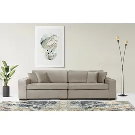 Home Affaire 2-Sitzer HOME AFFAIRE "Skara", beige (dunkelbeige), B:220cm H:86cm T:100cm, 100% Polyester, Sofas, Lounge-Sofa mit Federkernpolsterung, in vielen Bezugsvarianten