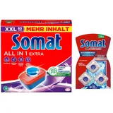 SOMAT Tabs 63 AW all in 1 Extra, Geschirrspül Tabs für strahlende Sauberkeit, bekämpfen selbst eingetrocknete Rückstände + Somat Duo Power Experten 3 AW Maschinenreiniger 57g