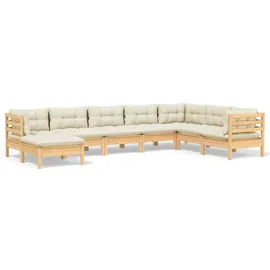 vidaXL Garten-Lounge-Set 8-tlg. creme Massivholz Kiefer