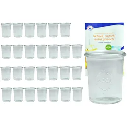 28er Set Weck Gläser 160 ml Dessertgläser incl. Diamant-Zucker Gelierzauber Rezeptheft