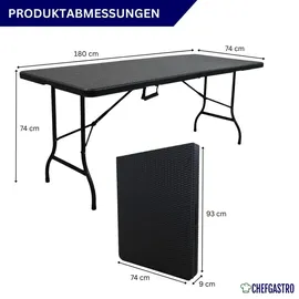 chefgastro Buffettisch Gartentisch 180 x 74 x 74 cm Schwarz