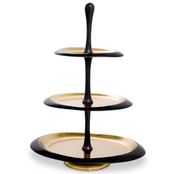 Casa Padrino Luxus Etagere Schwarz / Gold 35 x 26 x H. 48,5 cm - Ovale Kuchen & Keks Etagere - Gastronomie Accessoires - Restaurant Accessoires - Hotel Accessoires - Luxus Accessoires
