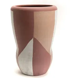 Deko-Vase Terracotta Line großes Modell - Mehrfarbig Rund Keramik Amadeus 22x22 cm