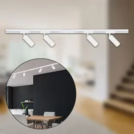 Briloner Rail Schienensystem Komplettset, 4x LED Spots, Dimmbar, Einspeisung, Weiß, 1,5 m