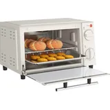 HOMCOM Minibackofen 9L Mini Ofen mit Backblech, Grillrost, 100 °C-230 °C, mit einstellbar Temperatur und Garzeit, 60 Min. Timer, 750W, Edelstahl, Cremeweiß   Aosom