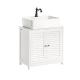 SoBuy Waschbeckenunterschrank Weiß Holzwerkstoff, 60x58x35 cm, Badezimmer, Badezimmerschränke, Waschbeckenunterschränke