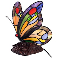 BIRENDY Stehlampe Tischlampe Tiffany-Style Schmetterling 202 Leuchte Dekorationslampe
