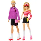 Mattel Barbie Fashionistas Set mit 2 Puppen und 6 Accessoires, Thema Rollschuhe, 65. Jubiläum