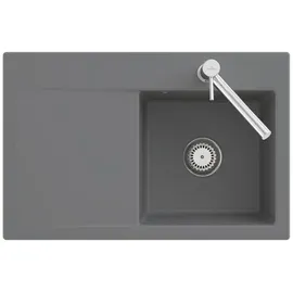 Villeroy & Boch Villeroy und Boch Subway Style 45 Flat Flächenbündige Spüle 33482FJ0 links, mit Ablaufgarnitur, chromite CeramicPlus, 78 x 51 cm