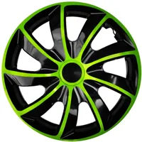 Luckyberg Radkappen 14 Zoll | Radzierblenden 4er-Set für die meisten Automarken und Stahlfelgen, Zierkappen in vielen Farben. Felgenabdeckung für Autofelgen. (14" - GRÜN/SCHWARZ)