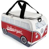 BRISA VW Collection - Volkswagen isolierte Kühl-Wärme-Thermo-Picknick-Lunch-Tasche-Box für Lebensmittel im T1 Bulli Bus Design (Weiß & Rot/25 Liter)