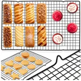 Retoo Auskühlgitter Antihaft für Kuchen Grillen Kuchen Kühlregal Kuchengitter Abkühlgitter Kekse Plätzchen Auskühlen Backzubehör Kühlgestell Kuchengla-surgitter Kühlgitter 40 x 25 cm Silber