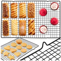 Retoo Auskühlgitter Antihaft für Kuchen Grillen Kuchen Kühlregal Kuchengitter Abkühlgitter Kekse Plätzchen Auskühlen Backzubehör Kühlgestell Kuchengla-surgitter Kühlgitter 40 x 25 cm Silber