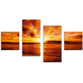 Artland Glasbild »Schöner Sonnenuntergang Strand«, Gewässer, (4 St.), in verschiedenen Größen, orange