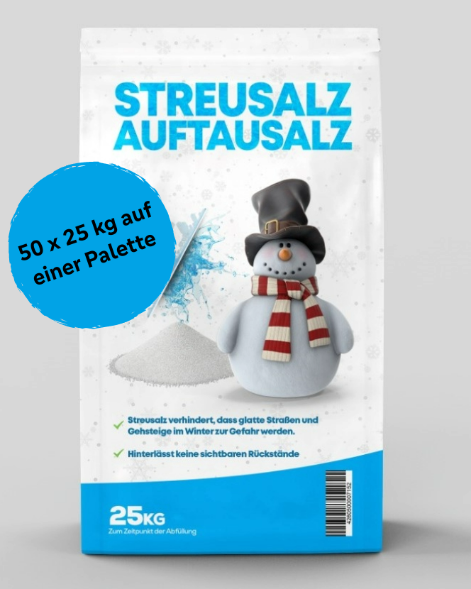 Streusalz Auftausalz im 25 kg Sack - Palette mit 50 Säcken (1250 kg)