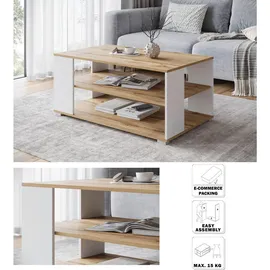 P & B Couchtisch Narobi-I ca. 100x45x60 cm, Eiche/Weiß